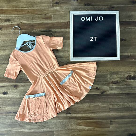 Omi Jo WDW Cantaloupe Orange Short Sleeve Dancer Knit Bamboo Twirl Dress 2T - Picture 1 of 7